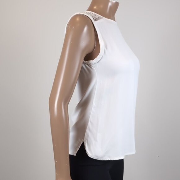 Zara Rolled Cap Sleeve Top Netted Mesh Shoulder Boxy Fit Summer Crew Neck - Picture 7 of 10